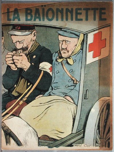 Caricature of an ambulance, front cover of La Baionnette, 28th June 1917 by Marcel Amable O.L. Capy